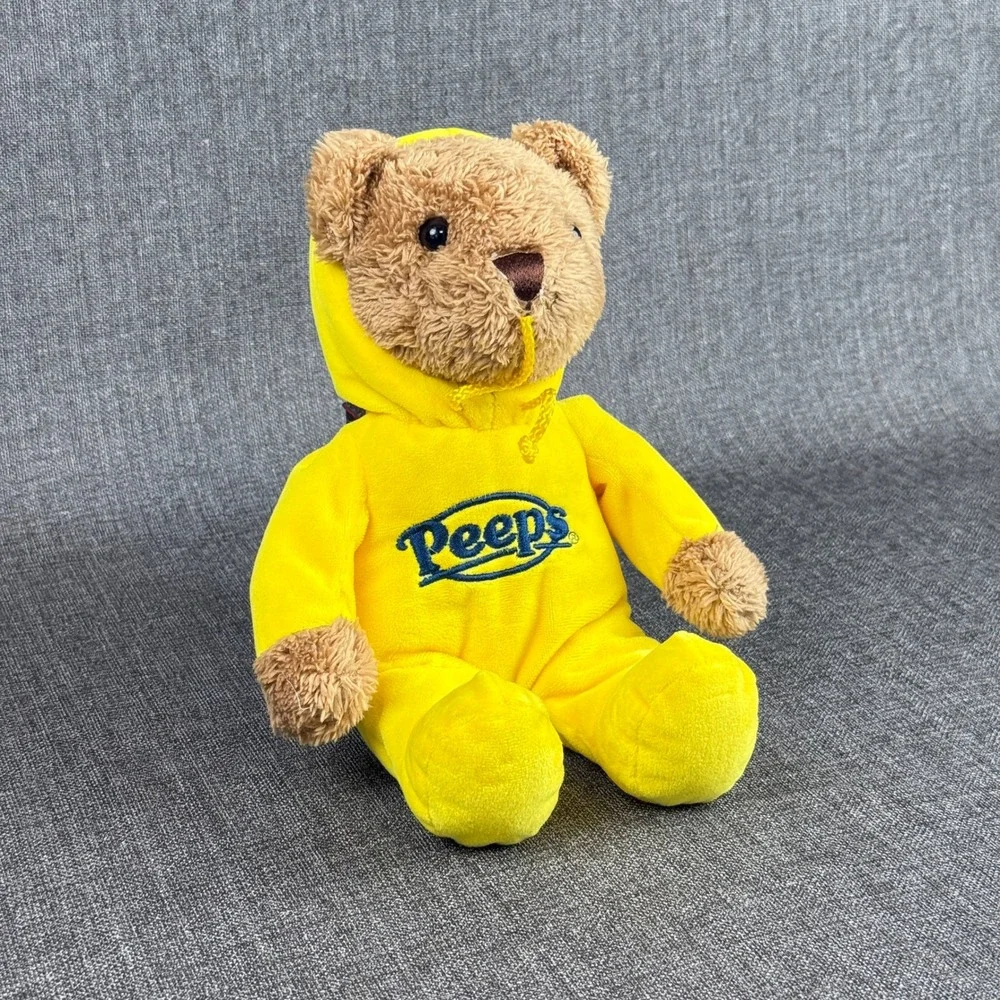 Peeps Teddy Bear Plush Yellow Hoodie Onesie Tan Brown Just Born 2016 Excellent